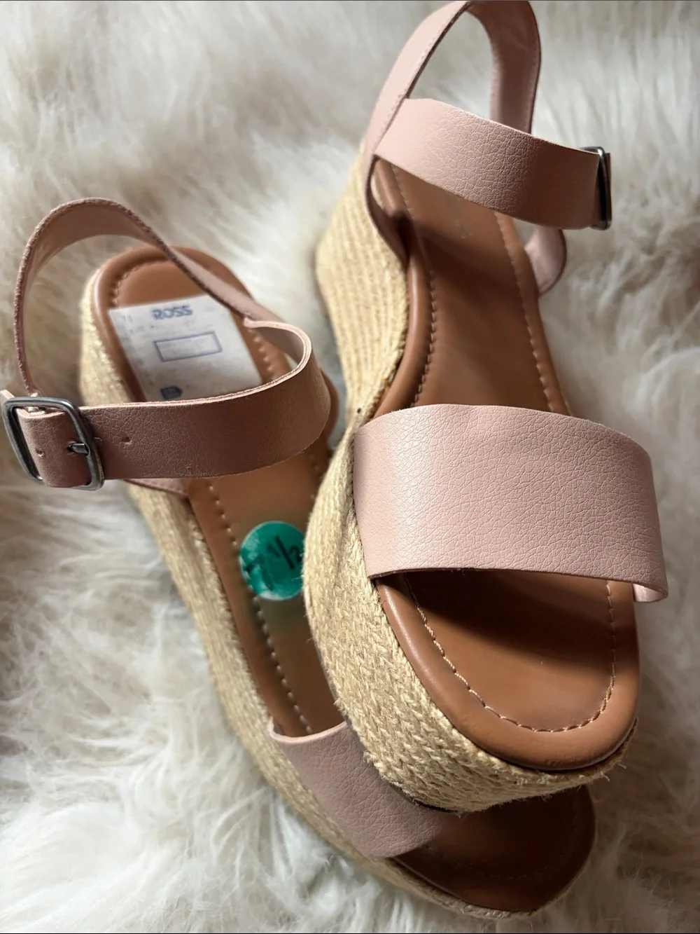 Indigo Blush Pink Platform Espadrille Wedge Sandals